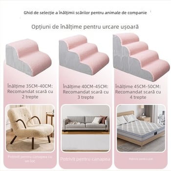 Scară pentru câini și pat – catifea, demontabilă, lavabilă, rampă pentru animale de companie