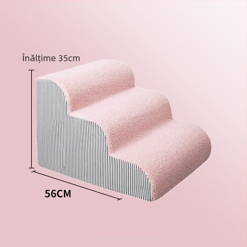 Scară pentru câini și pat – catifea, demontabilă, lavabilă, rampă pentru animale de companie