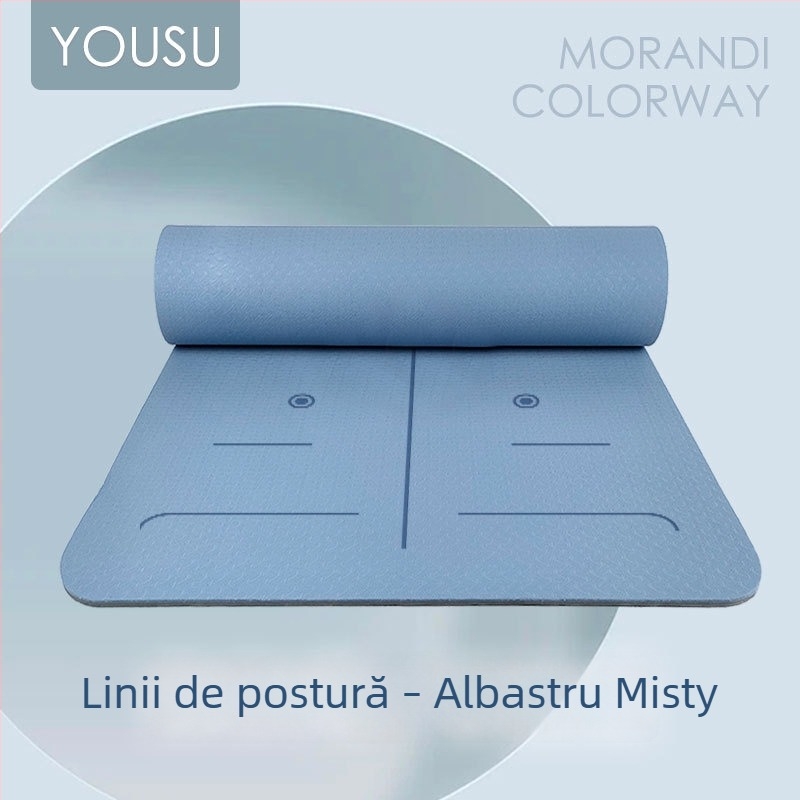 Covor de yoga din TPE, antiaderent, pentru începători, cu absorbție a șocurilor, grosime și lățime suplimentare, 183 × 61 cm