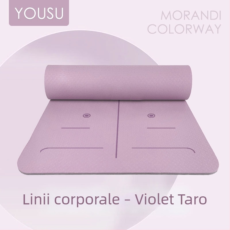 Covor de yoga din TPE, antiaderent, pentru începători, cu absorbție a șocurilor, grosime și lățime suplimentare, 183 × 61 cm