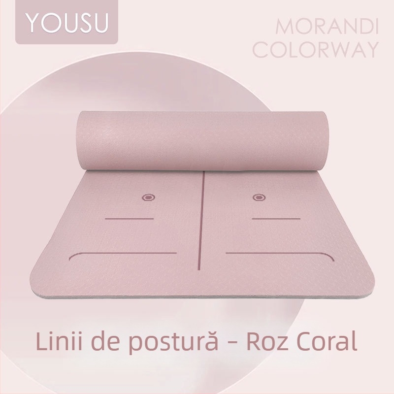 Covor de yoga din TPE, antiaderent, pentru începători, cu absorbție a șocurilor, grosime și lățime suplimentare, 183 × 61 cm