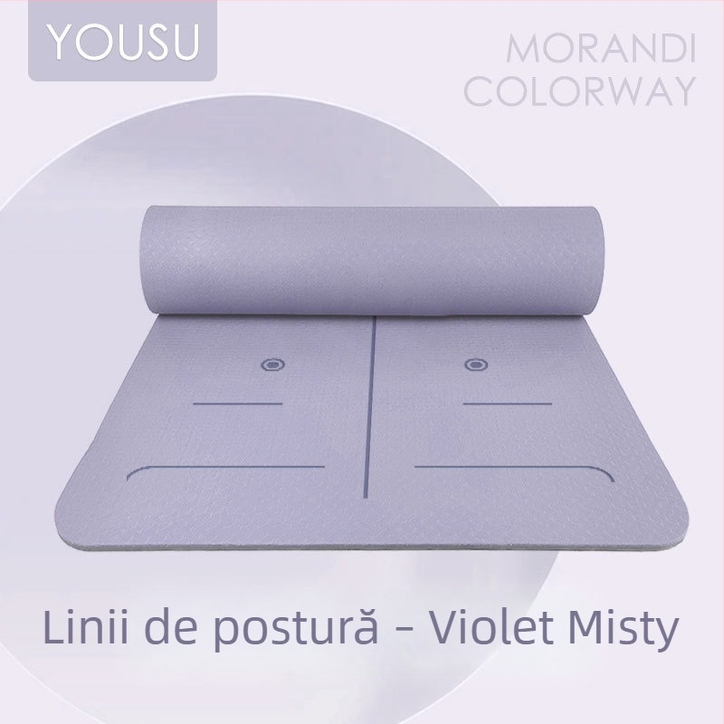 Covor de yoga din TPE, antiaderent, pentru începători, cu absorbție a șocurilor, grosime și lățime suplimentare, 183 × 61 cm