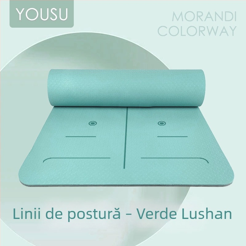 Covor de yoga din TPE, antiaderent, pentru începători, cu absorbție a șocurilor, grosime și lățime suplimentare, 183 × 61 cm