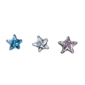 F136 Bijuterii pentru piercing din aliaj de titan, formă stea cu zirconiu, filet exterior pentru urechi, buze și sprâncene