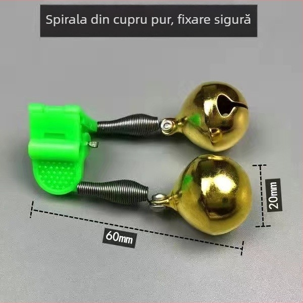 Clopot pentru undițe de pescuit marin cu lumină și alarmă anti-cădere – clopot dublu, metal, Wenxing