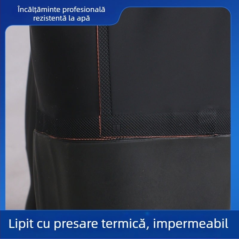 Costum de pescuit impermeabil unisex cu pantaloni de ploaie și încălțăminte de apă — rezistent la abraziune, anti-static, rezistent la acizi și baze, țesătură PVC