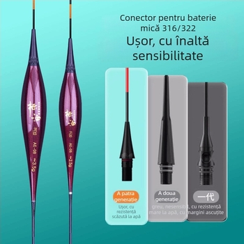 Plută electronică LED cu indicator de mușcătură — schimbă culoarea, înaltă sensibilitate, plută verticală pentru pescuit la caras