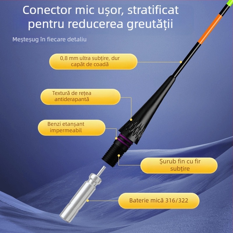 Plută electronică LED cu indicator de mușcătură — schimbă culoarea, înaltă sensibilitate, plută verticală pentru pescuit la caras