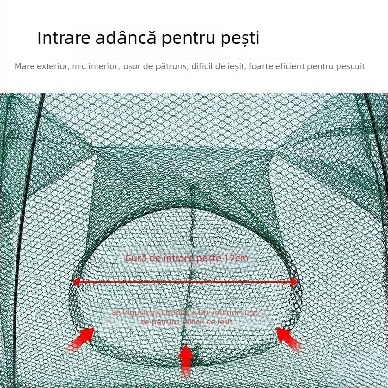 Tai Lane plasă de protecție pentru pescuit, cușcă pliabilă pentru creveți cu plasă tip umbrelă, material mătase