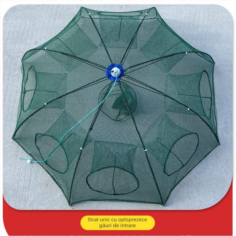 Tai Lane plasă de protecție pentru pescuit, cușcă pliabilă pentru creveți cu plasă tip umbrelă, material mătase