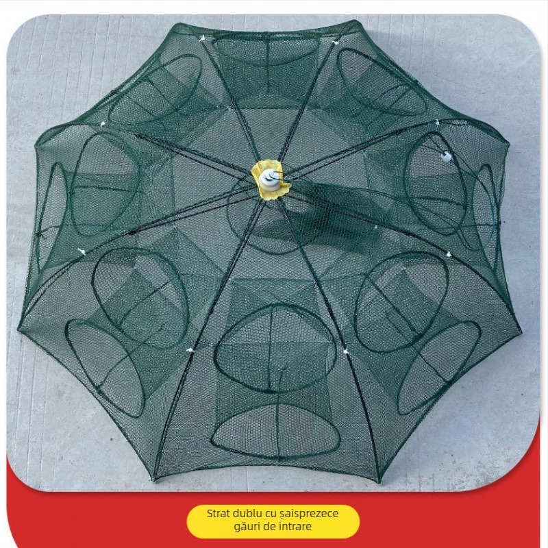 Tai Lane plasă de protecție pentru pescuit, cușcă pliabilă pentru creveți cu plasă tip umbrelă, material mătase