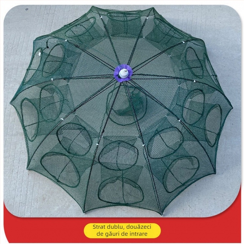 Tai Lane plasă de protecție pentru pescuit, cușcă pliabilă pentru creveți cu plasă tip umbrelă, material mătase