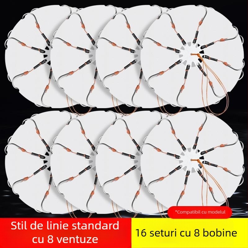 Set cârlig exploziv, cu opt dinți și clips pentru momelă – Mengda (Brand: Mengda; Fără barbs; Opt dinți; Pentru pescuit în mare, pe stânci, în râuri)