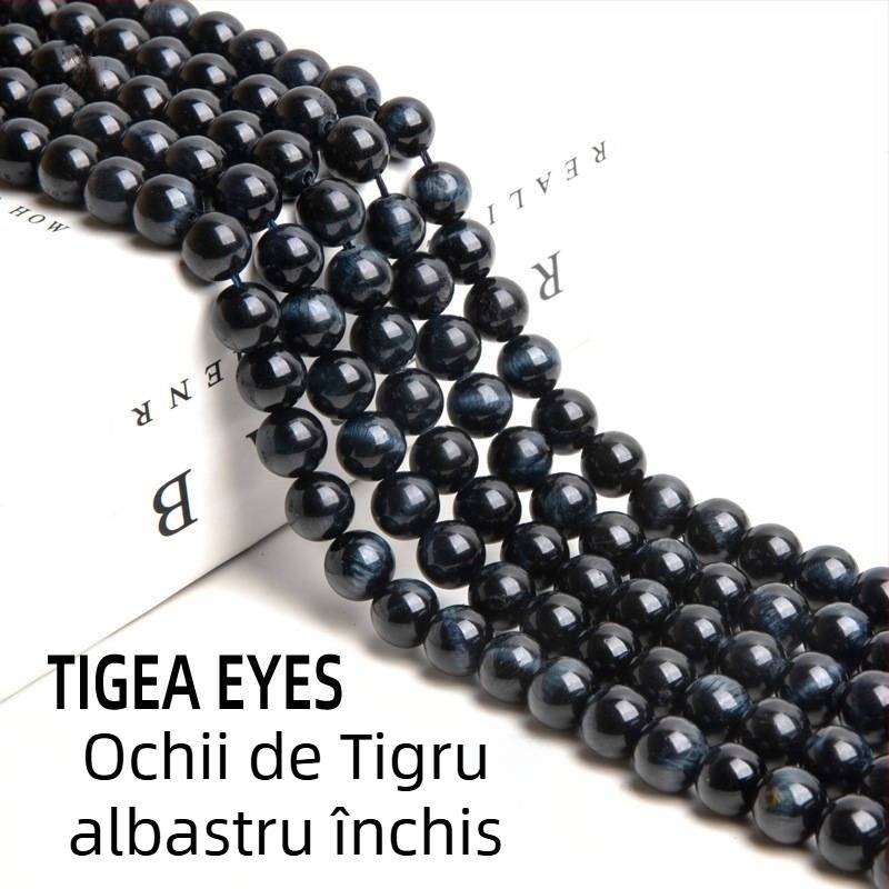 Mărgele libere din piatră ochi de tigru naturală, pentru bijuterii, motiv etnic totem