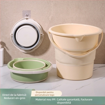 Găleată de apă pliabilă pentru camping — material TPE, formă rotundă, mâner pentru utilizare activă, potrivită pentru apă rece și fierbinte