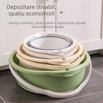 Găleată de apă pliabilă pentru camping — material TPE, formă rotundă, mâner pentru utilizare activă, potrivită pentru apă rece și fierbinte