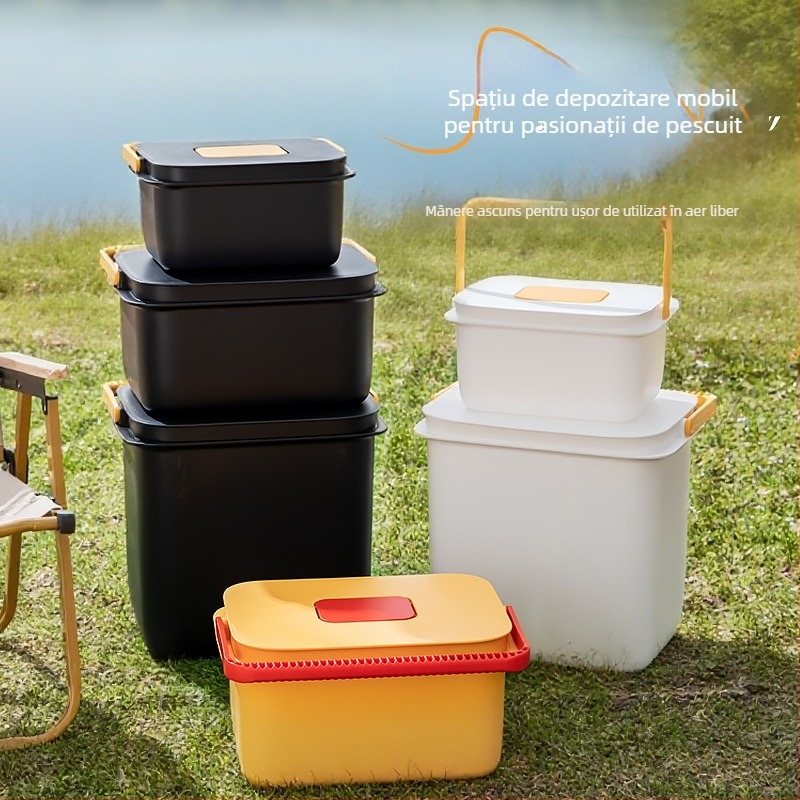 Găleată pătrată pentru pescuit în aer liber, cu mâner, din plastic, pentru depozitarea apei pentru călătorii și echipamente de pescuit acasă