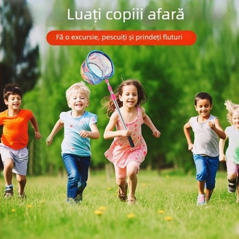 Undiță de plasă retractabilă pentru copii, din oțel inoxidabil, diametrul plasei 25 cm, adâncimea plasei 22 cm, plasă fină, pliabilă, set complet cu sac de plasă