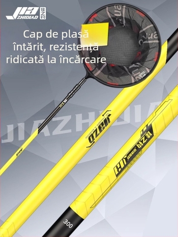 Set de undițe cu plasă din carbon cu tijă telescopică și cap de plasă – set complet, plasă cu ochi fini