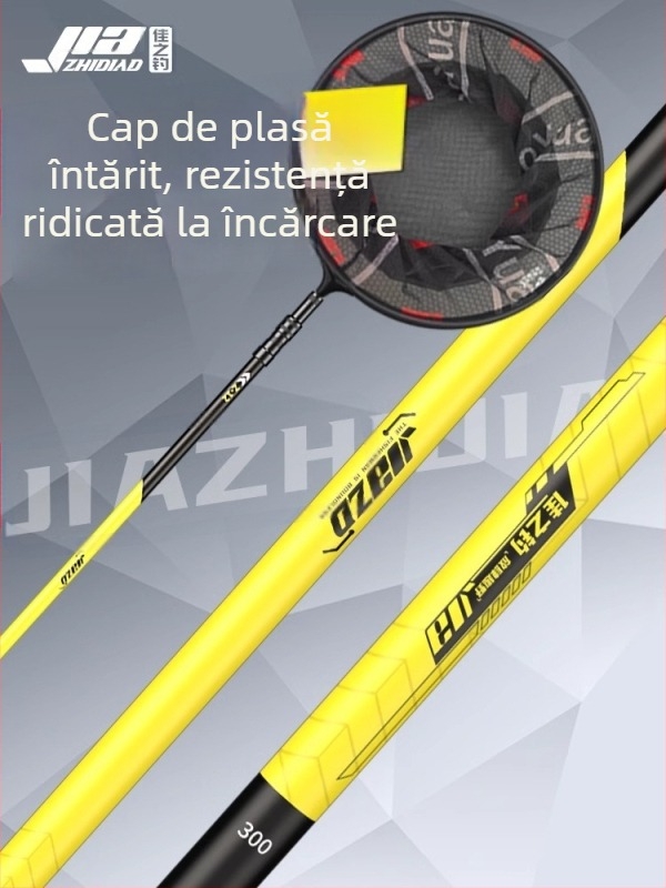 Set de undițe cu plasă din carbon cu tijă telescopică și cap de plasă – set complet, plasă cu ochi fini