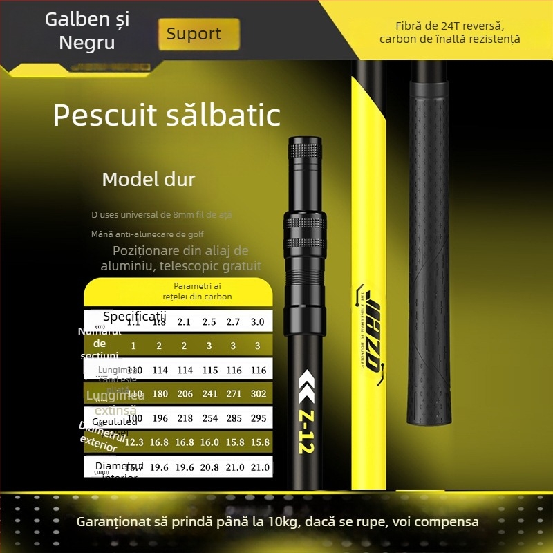 Set de undițe cu plasă din carbon cu tijă telescopică și cap de plasă – set complet, plasă cu ochi fini