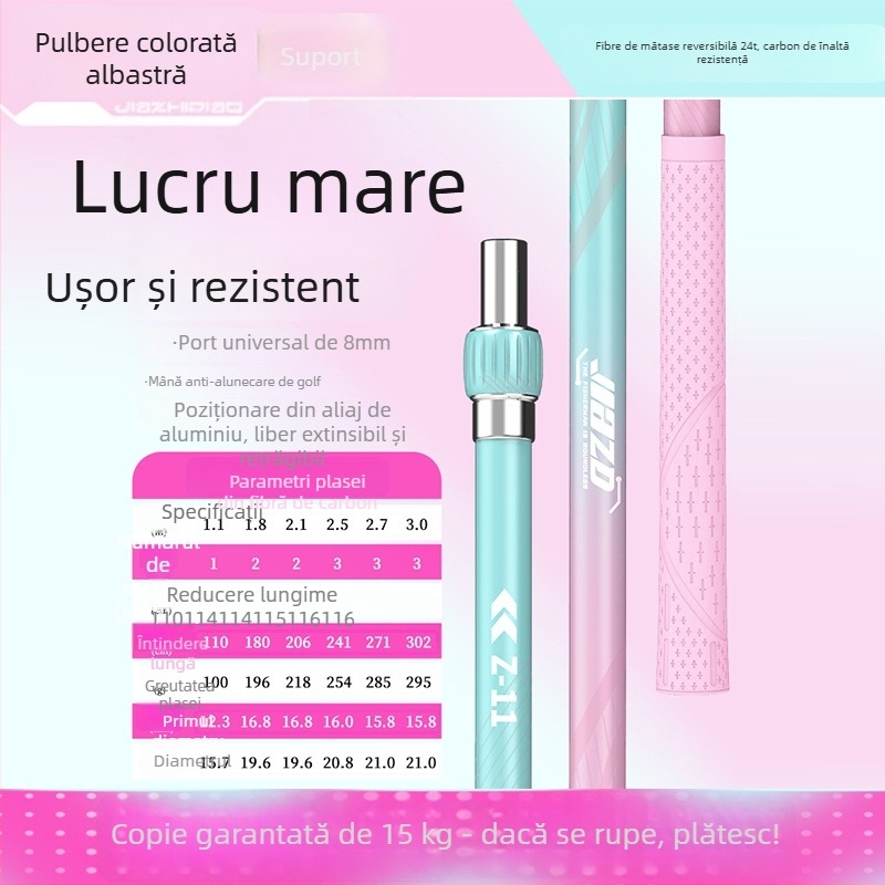 Set de undițe cu plasă din carbon cu tijă telescopică și cap de plasă – set complet, plasă cu ochi fini