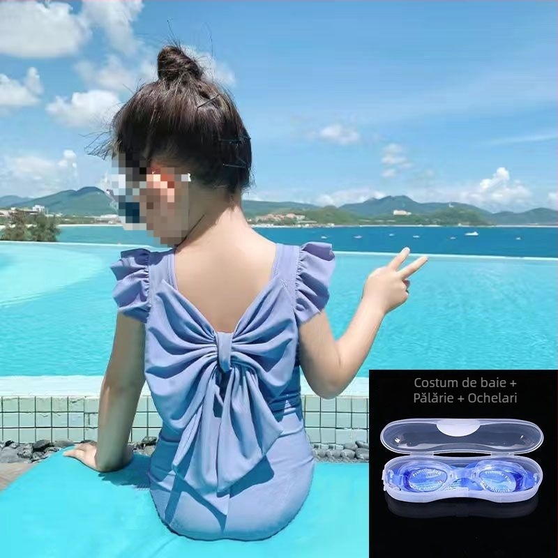 Costum de baie întreg pentru fetițe, funda, vara 2024, pentru vârsta 1–3 ani