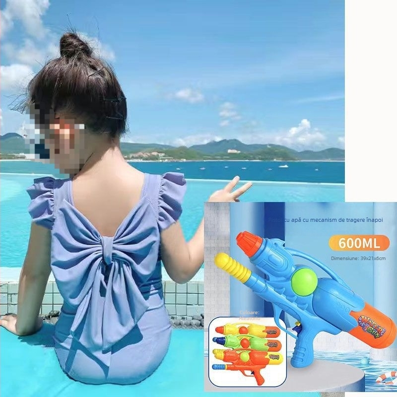 Costum de baie întreg pentru fetițe, funda, vara 2024, pentru vârsta 1–3 ani