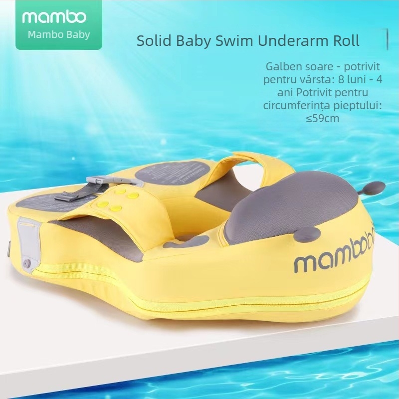 Inel de înot pentru bebeluși cu protecție solară, anti-răsturnare, husă din PU și burete PEARL FOAM interior, model imprimat