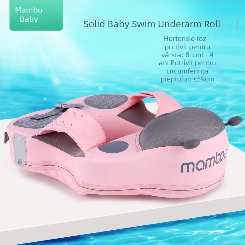 Inel de înot pentru bebeluși cu protecție solară, anti-răsturnare, husă din PU și burete PEARL FOAM interior, model imprimat
