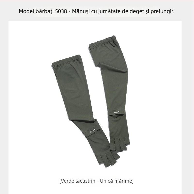 Mănuși cu protecție UV - design cu deget jumătate, din ice silk respirabil, uscare rapidă, anti-alunecare, compatibile cu ecran tactil