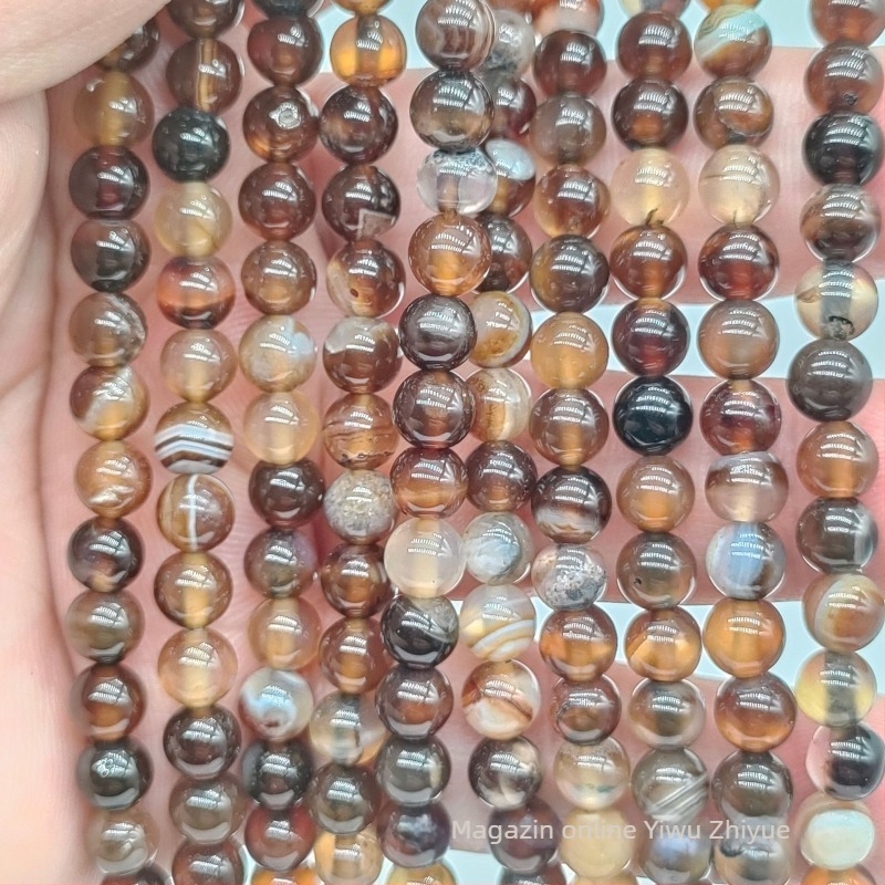 Mărgele din agat cu dungi, rotunde, roșii, pentru bijuterii DIY – semi-fabricate