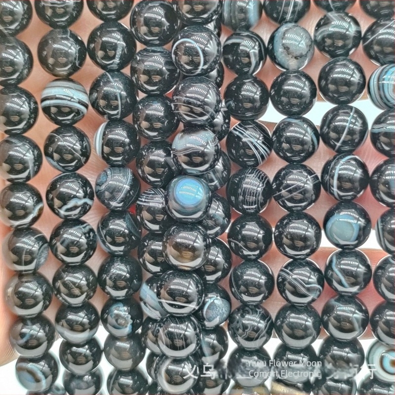 Mărgele din agat cu dungi, rotunde, roșii, pentru bijuterii DIY – semi-fabricate