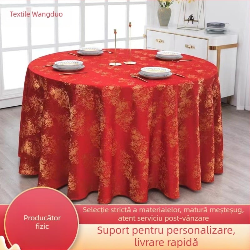 Pânză de masă rotundă din poliester, impermeabilă și rezistentă la ulei, Jacquard împletit, destinată hotelurilor