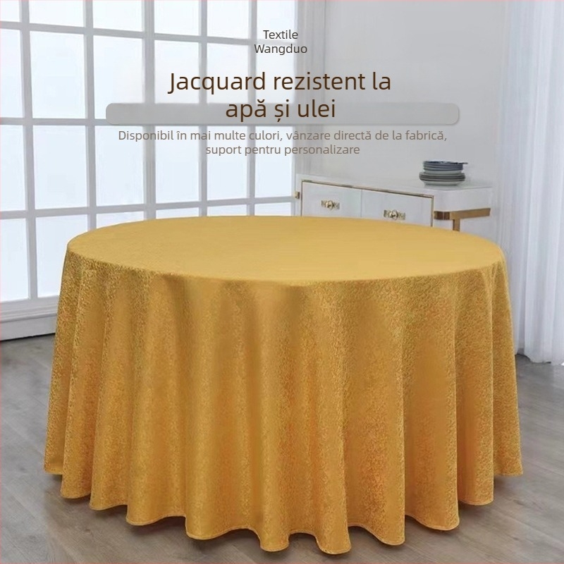 Pânză de masă rotundă din poliester, impermeabilă și rezistentă la ulei, Jacquard împletit, destinată hotelurilor