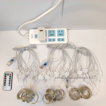 Lanț de lumini LED pentru perdea, 300 LEDuri, IP68, alimentare USB 5V, reglaj cu telecomandă, 3000K