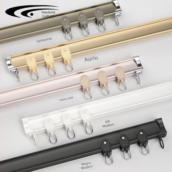 Șină pentru perdele din aliaj de aluminiu, arcuită, colț de balcon în formă U și L, curbată manual, îngroșată, pentru perdele de atârnat, model 5028, stil lux.