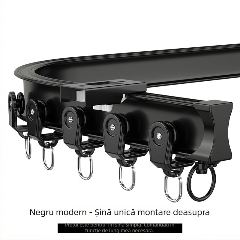 Șină pentru perdele din aliaj de aluminiu, arcuită, colț de balcon în formă U și L, curbată manual, îngroșată, pentru perdele de atârnat, model 5028, stil lux.