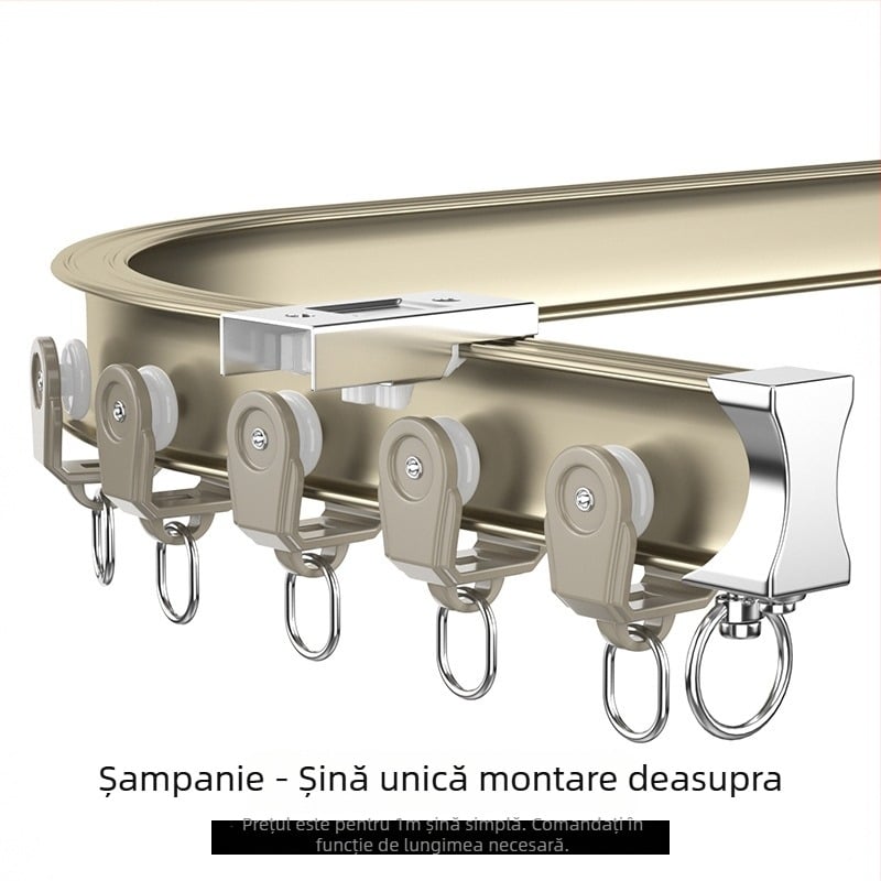 Șină pentru perdele din aliaj de aluminiu, arcuită, colț de balcon în formă U și L, curbată manual, îngroșată, pentru perdele de atârnat, model 5028, stil lux.