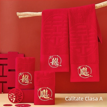 Set prosoape de nuntă, 100% bumbac, brodate, fir împletit, absorbție 5–10 s