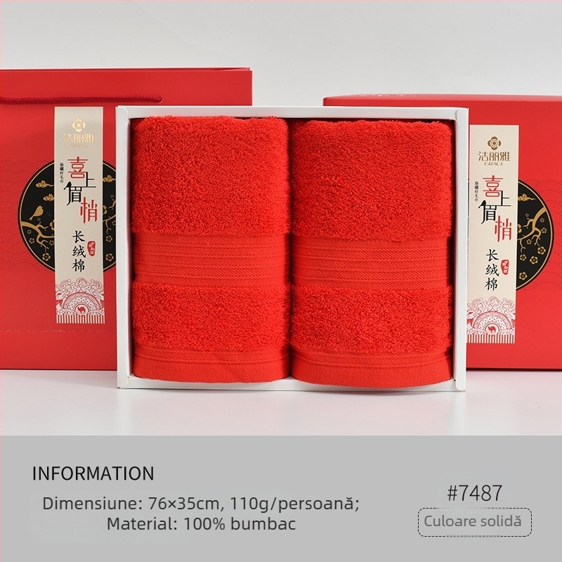 Set prosoape de nuntă, 100% bumbac, brodate, fir împletit, absorbție 5–10 s