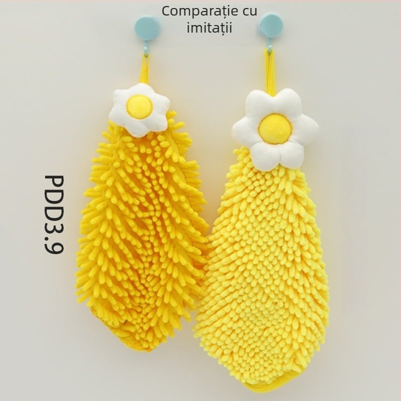 Prosop de mână chenille cu model floral, fibre chimice, 80-100 g, 19 fire de ață, cusut la margine, posibilitatea de personalizare