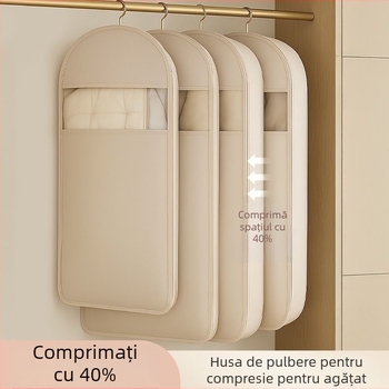 Acoperire anti-praf pentru haine, atârnată, din țesătură Twill – husă transparentă de depozitare pentru garderobă (îngroșată) pentru uz casnic