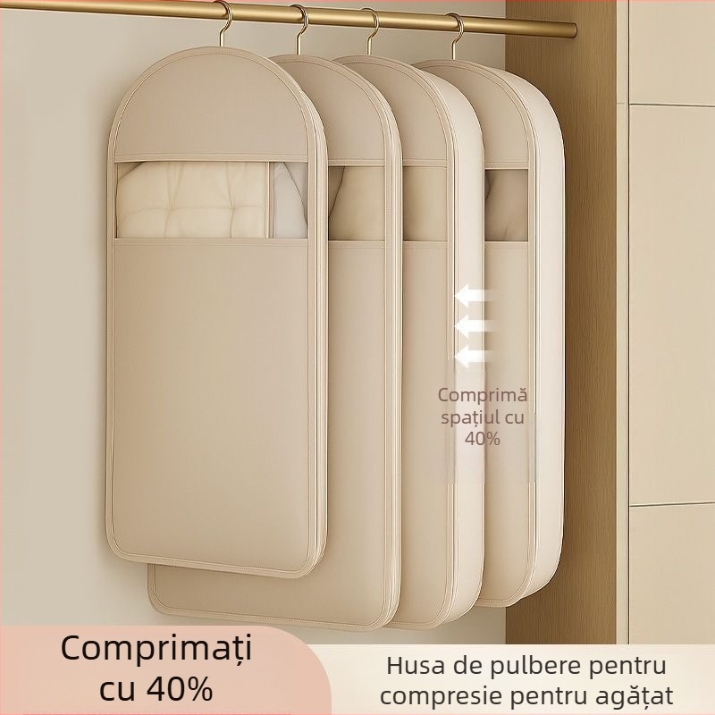 Acoperire anti-praf pentru haine, atârnată, din țesătură Twill – husă transparentă de depozitare pentru garderobă (îngroșată) pentru uz casnic