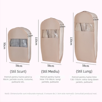 Husă de praf pentru haine pentru garderobă - satin și plastic, stil japonez, protecție împotriva prafului și umezelii, Shangxun