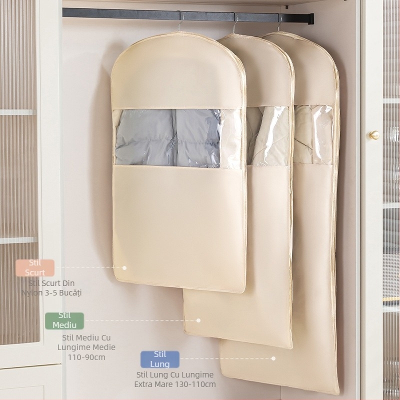 Husă de praf pentru haine pentru garderobă - satin și plastic, stil japonez, protecție împotriva prafului și umezelii, Shangxun