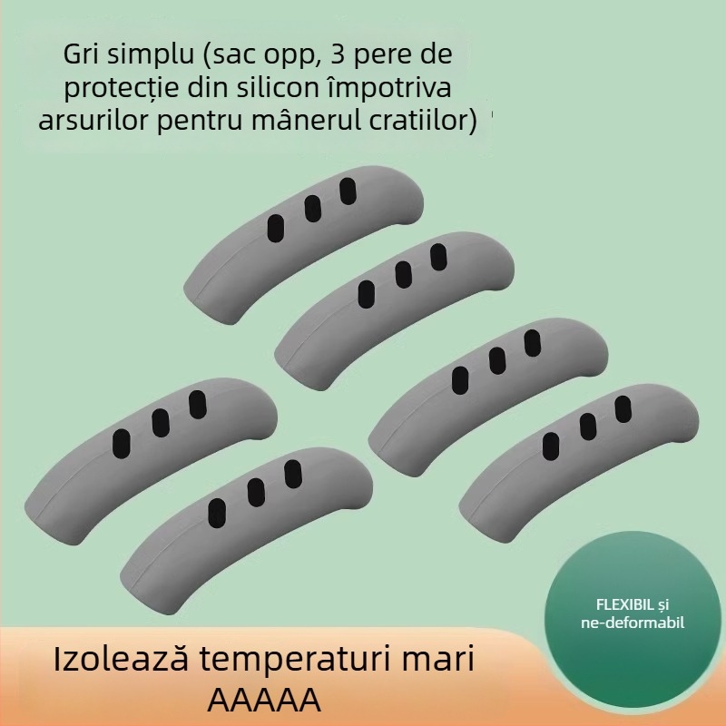 Protecție pentru mânerul oalei din silicon, protecție împotriva arderii și izolație termică, potrivire universală pentru oale și wok-uri