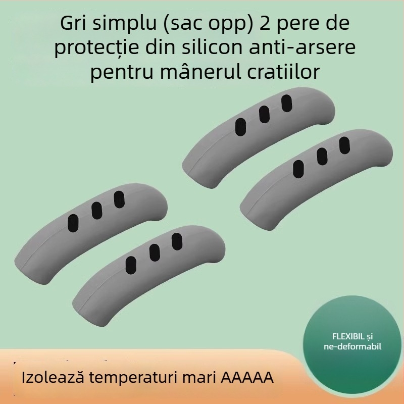 Protecție pentru mânerul oalei din silicon, protecție împotriva arderii și izolație termică, potrivire universală pentru oale și wok-uri