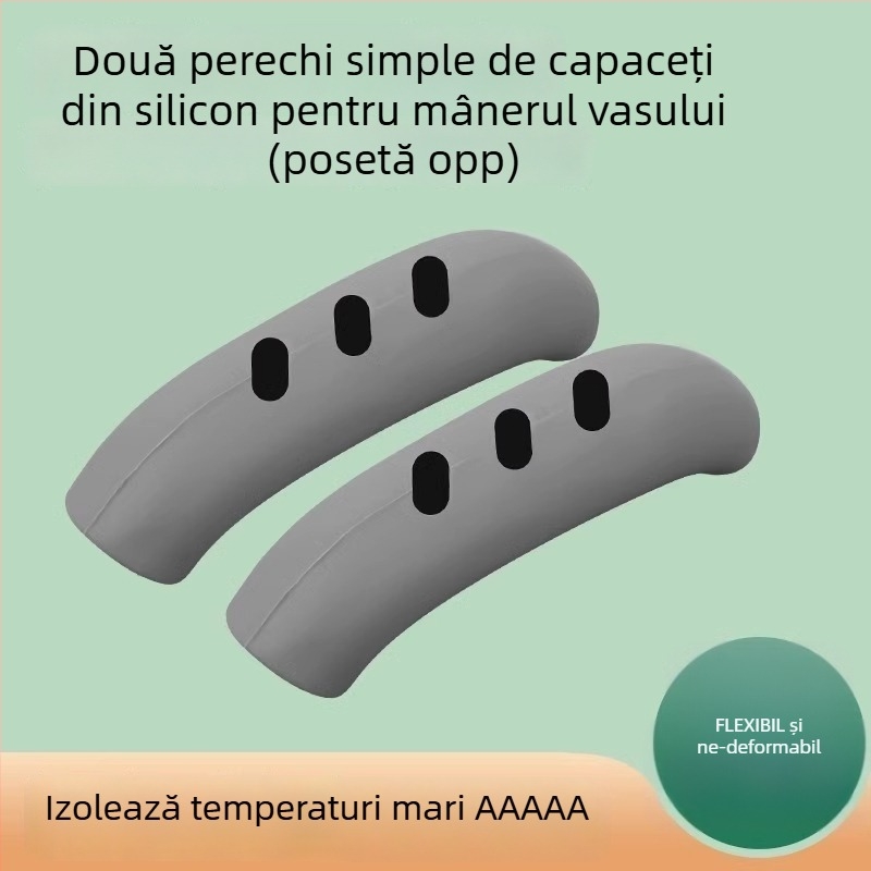 Protecție pentru mânerul oalei din silicon, protecție împotriva arderii și izolație termică, potrivire universală pentru oale și wok-uri