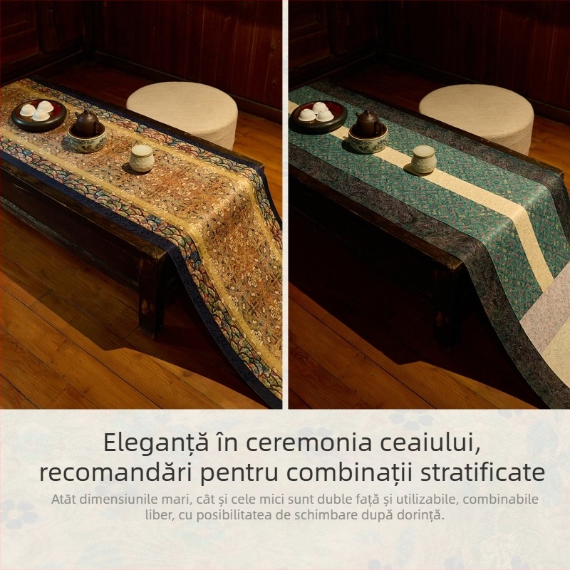 Runner dublu pentru masă ceai — poliester, stil chinezesc clasic, Love is Weird